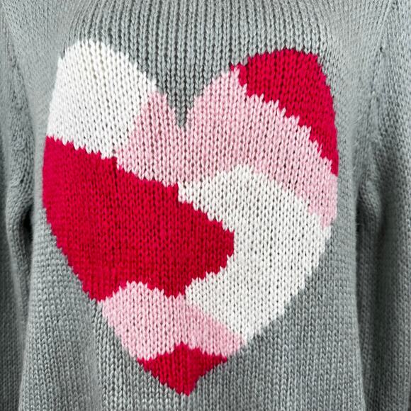Wooden Ships Paola Buendia Knitted Sweater Crew Gray Camo Heart Size S / M - Picture 3 of 9